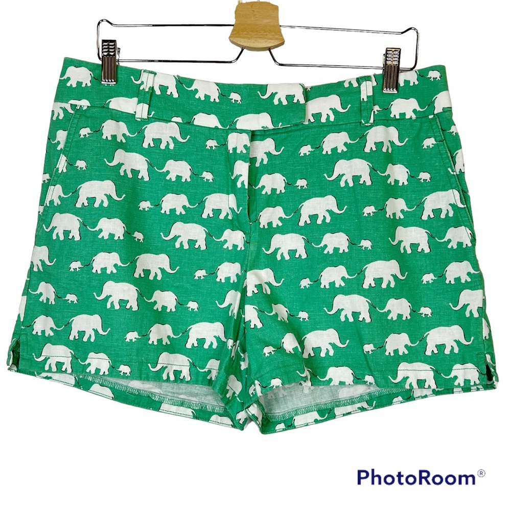 EUC LOFT Elephant Print The Riviera Linen Shorts